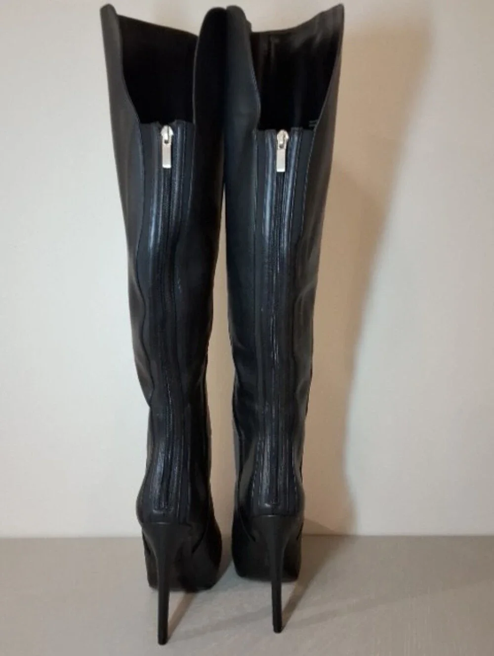 ALDO Thardossi Over The Knee Boots Black Faux Leather Platform Stiletto Size 9